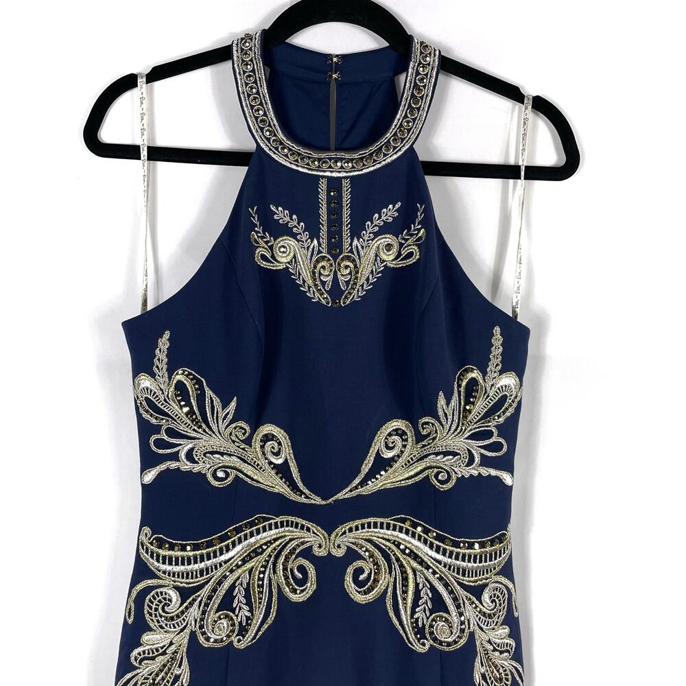 Lilly Pulitzer Benita Shift Dress Blue Embroidered‎ Sequin Sleeveless Sz 4 - Picture 5 of 11